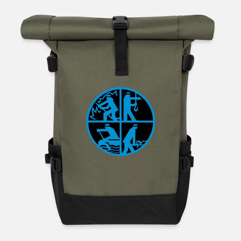 Logo Feuerwehr 2farbig - Rolltop Rucksack - Olive/Schwarz