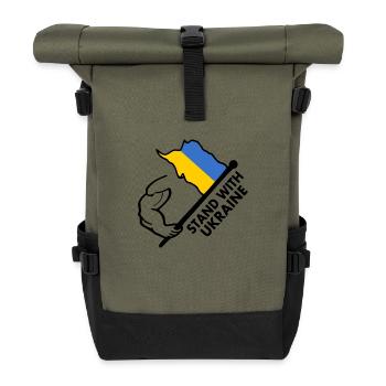 STAND WITH UKRAINE - Roll Top Backpack - olive/black - Front