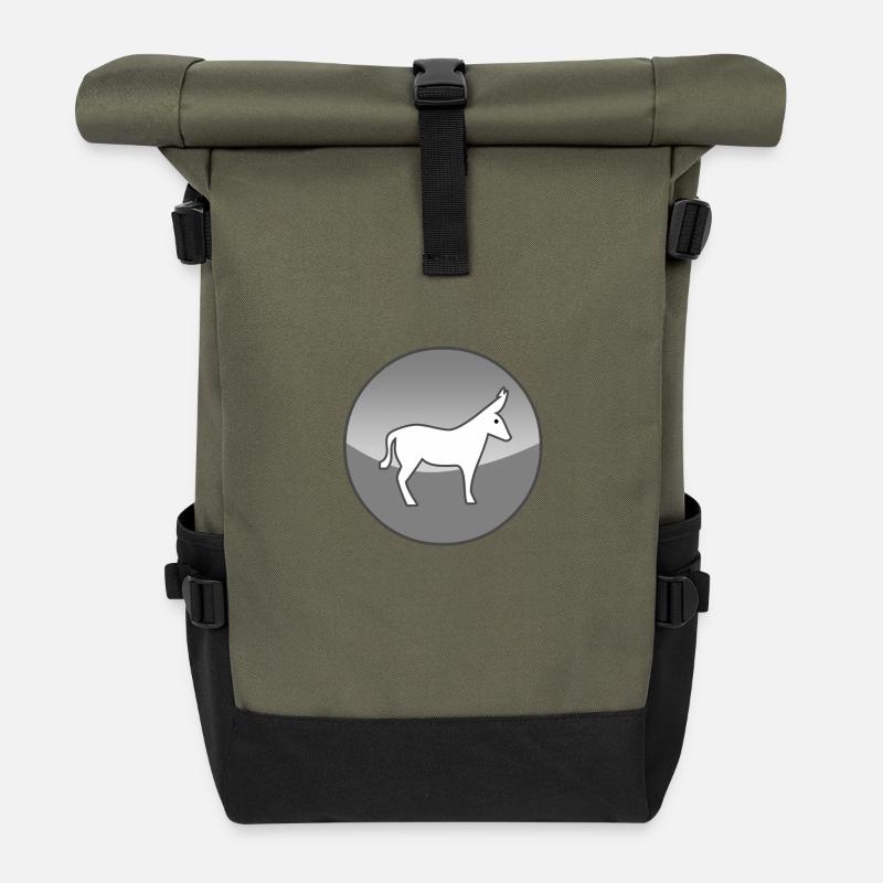Âne - Sac à dos roll top - olive/noir