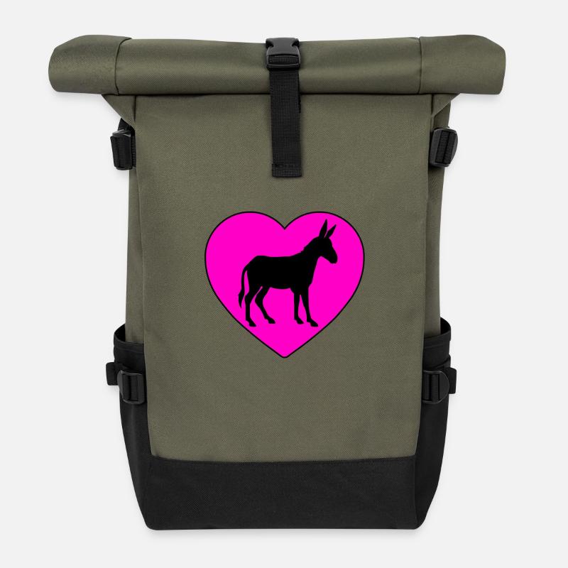 Âne - Sac à dos roll top - olive/noir