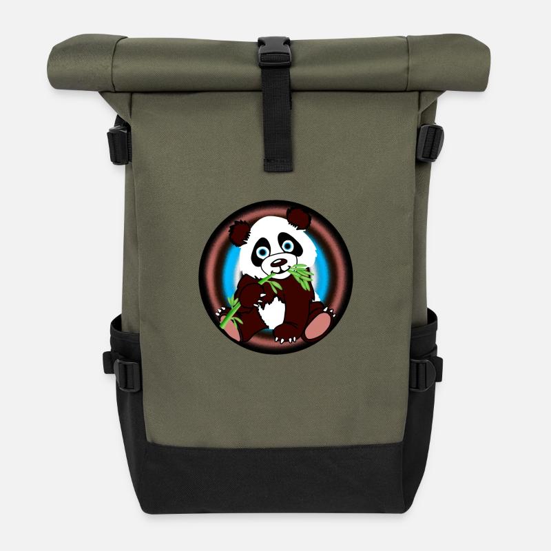 Panda king - Rolltop Rucksack - Olive/Schwarz