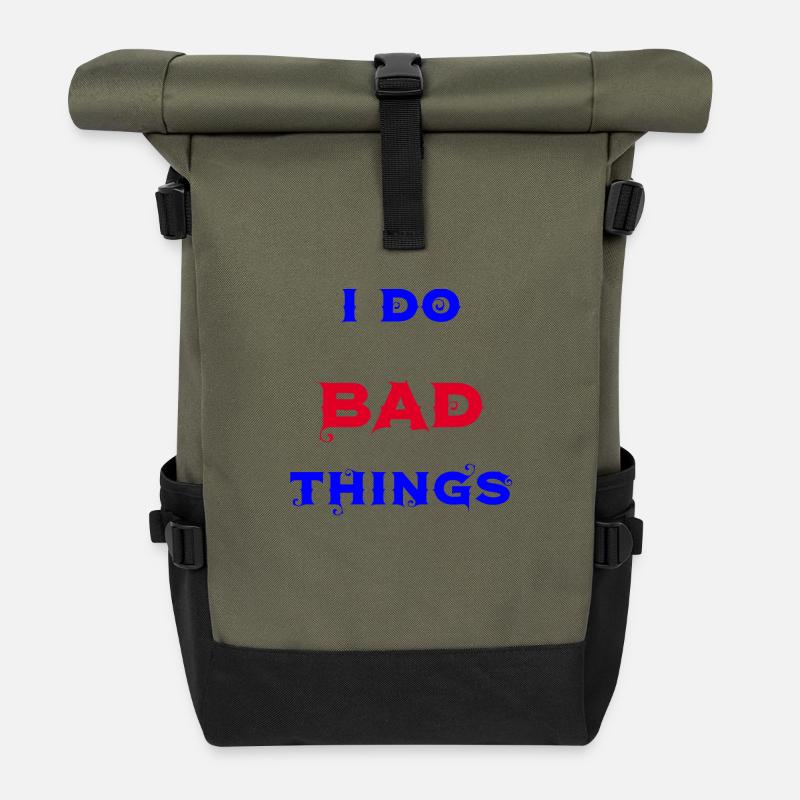 I do bad things - Rolltop Rucksack - Olive/Schwarz