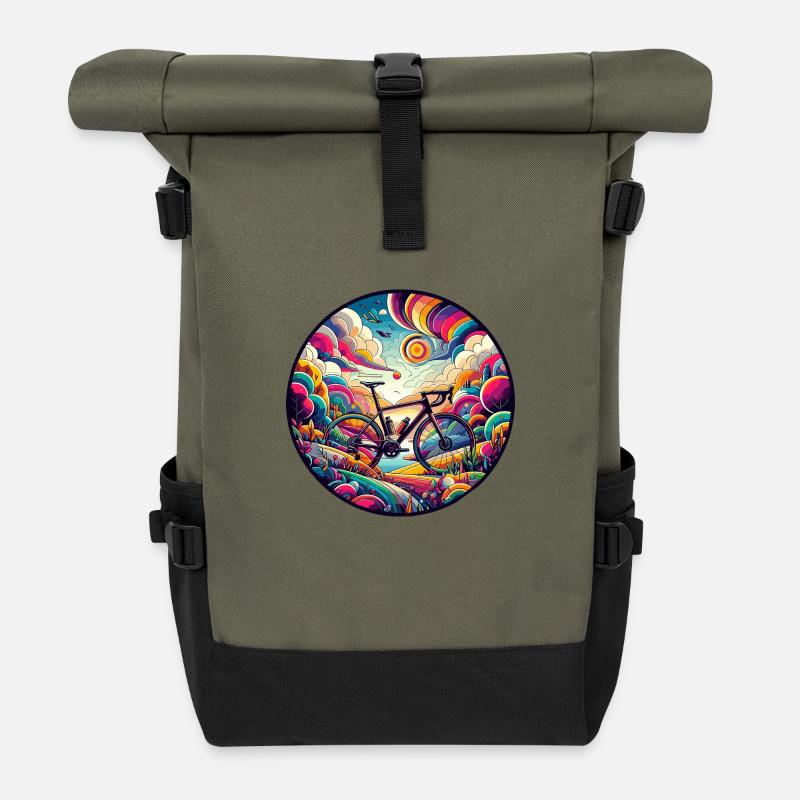 Fabelhafter Gravelbiker, Straße - Rolltop Rucksack - Olive/Schwarz