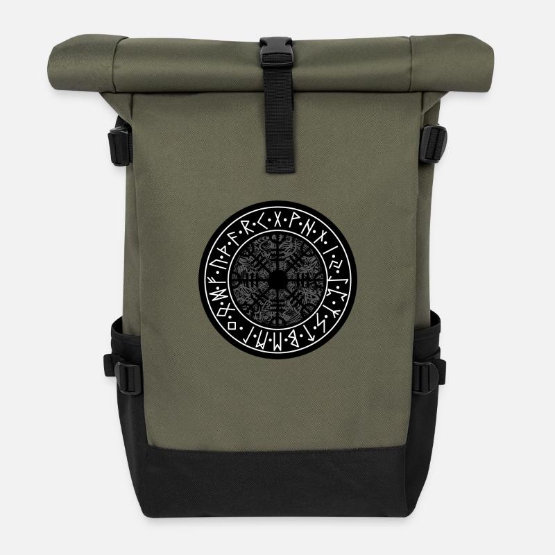 Ältester Futhark / Runen - Rolltop Rucksack - Olive/Schwarz