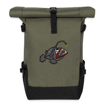 Leuchtender Anglerfisch - Rolltop Rucksack - Olive/Schwarz - Vorne