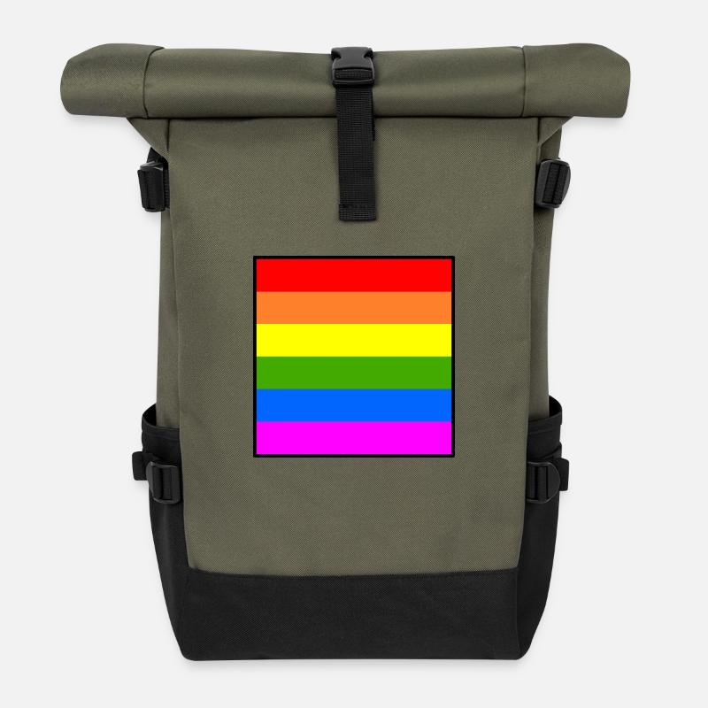 Regenbogenfahne regenbogen lgbt flagge - Rolltop Rucksack - Olive/Schwarz