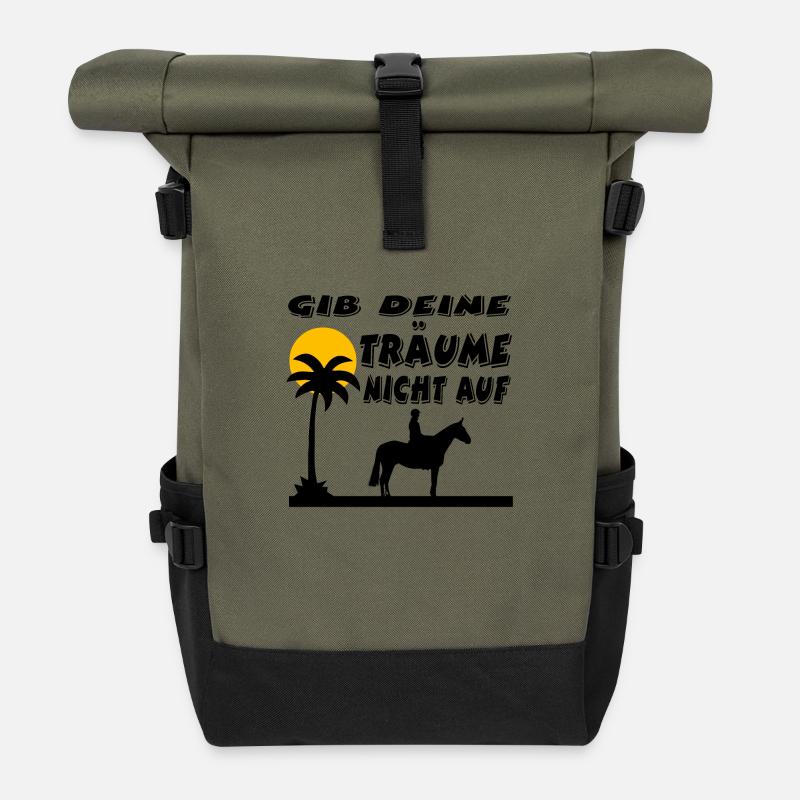 Horses - Roll Top Backpack - olive/black