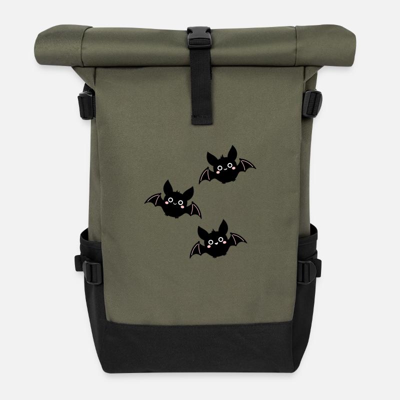 Fledermäuse - Rolltop Rucksack - Olive/Schwarz