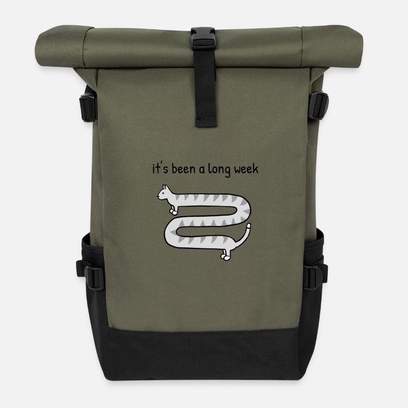 Es war eine lange Woche - Rolltop Rucksack - Olive/Schwarz