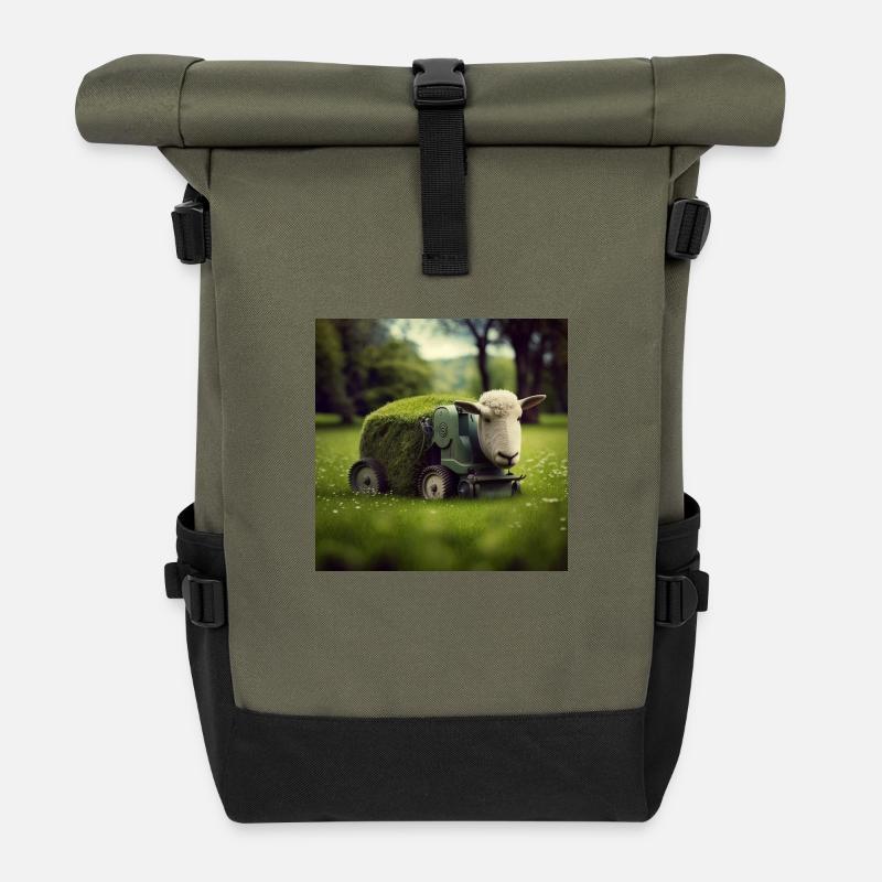 Spielerisches Mähen - Rolltop Rucksack - Olive/Schwarz
