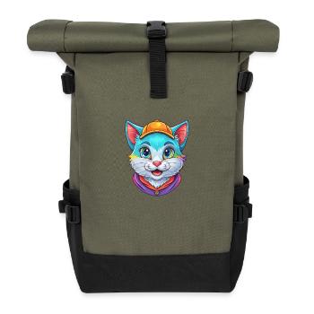 Bambino Cat Breed Cartoon Kawaii Animal Pet - Roll Top Backpack - olive/black - Front