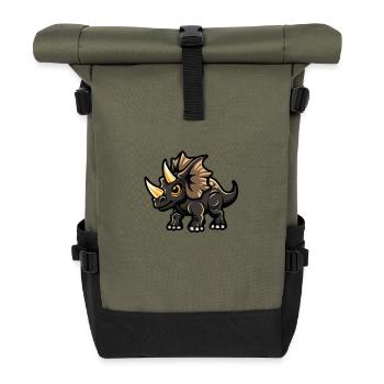 dinosaurier triceratops - Rolltop Rucksack - Olive/Schwarz - Vorne