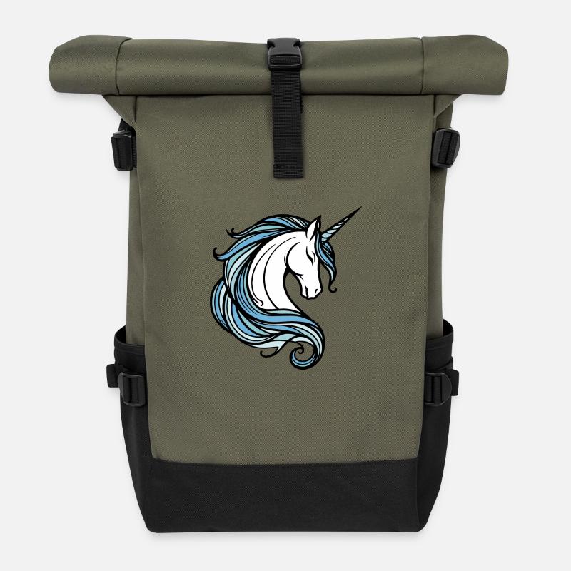 Licorne - Sac à dos roll top - olive/noir