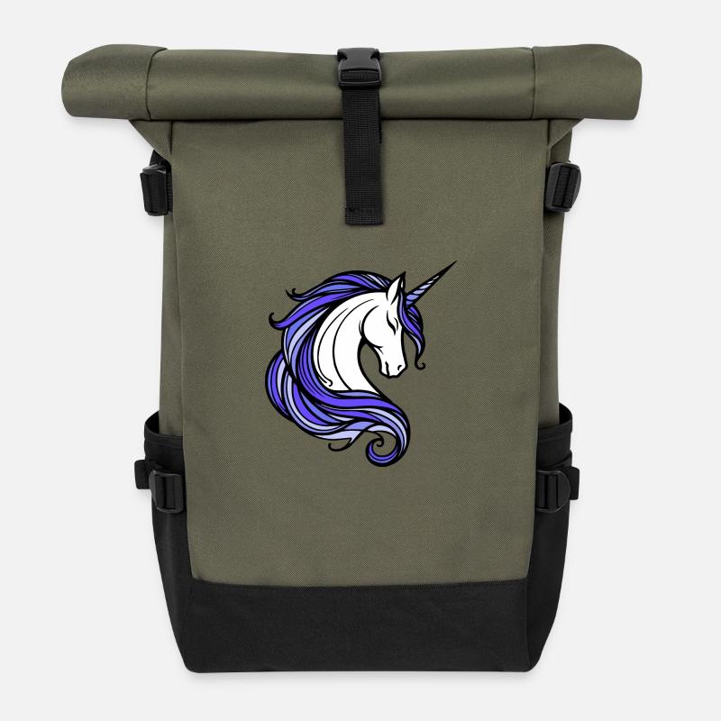 Licorne - Sac à dos roll top - olive/noir