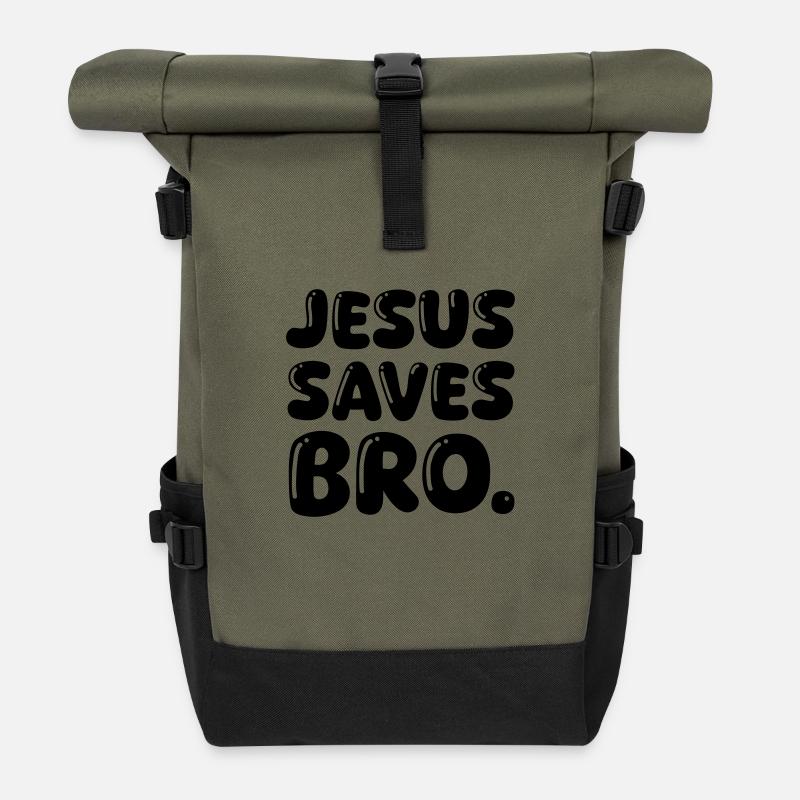 jesus saves bro - Rolltop Rucksack - Olive/Schwarz