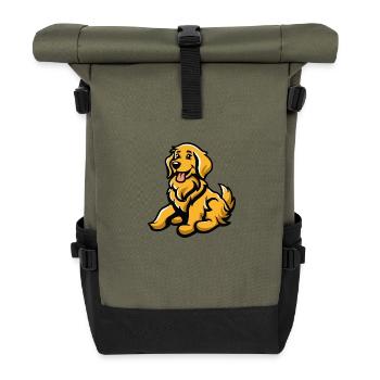 Dog Animal Comic - Roll Top Backpack - olive/black - Front