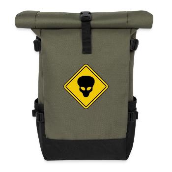 Alien Low Flying Ufos Sign - Rolltop Rucksack - Olive/Schwarz - Vorne