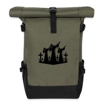 Dabbing Halloween Gespenster auf dem Friedhof - Rolltop Rucksack - Olive/Schwarz - Vorne