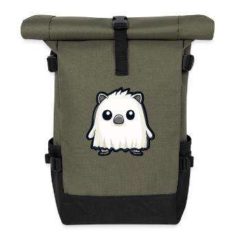 hérisson Halloween bande dessinée fantôme - Sac à dos roll top - olive/noir - Devant