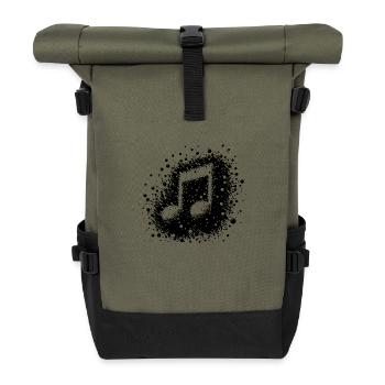 Bass music note hammers through the air - Roll Top Backpack - olive/black - Front