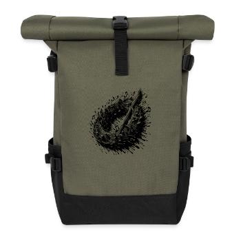 Kreisende Musik Noten Tonleiter Kreis - Rolltop Rucksack - Olive/Schwarz - Vorne