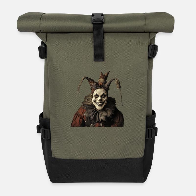 Gruseliger Harlekin - Rolltop Rucksack - Olive/Schwarz