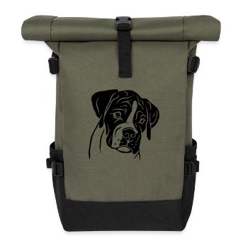 Boxer Welpe - Rolltop Rucksack - Olive/Schwarz - Vorne