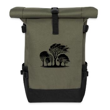 Coastal trees in a violent autumn storm - Roll Top Backpack - olive/black - Front