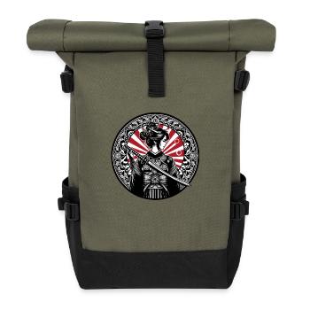 Japan Samurai girl - Roll Top Backpack - olive/black - Front