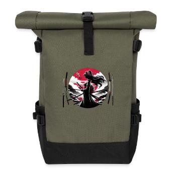 Samurai Girl katana - Roll Top Backpack - olive/black - Front