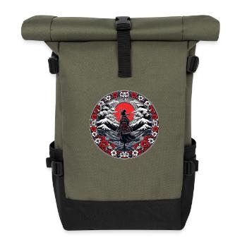 Ombre Samurai Girl Cherry Blossom - Roll Top Backpack - olive/black - Front