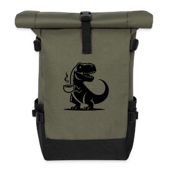 T-Rex avec tasse à café Grim Caffeine Dino - Sac à dos roll top - olive/noir - Devant