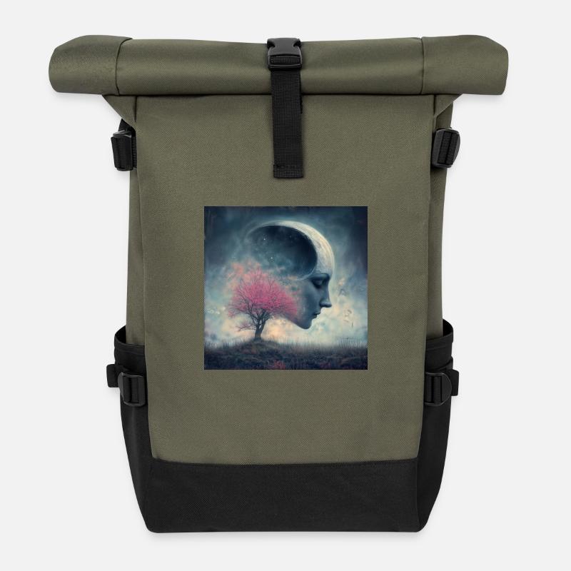 Peace of mind - Roll Top Backpack - olive/black