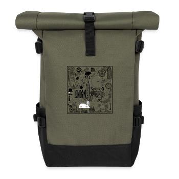 Iconic London Sketch Design - Roll Top Backpack - olive/black - Front