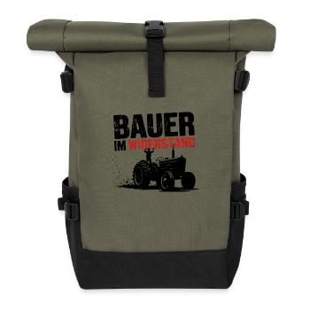 Landwirte im Widerstand - Bauern Protest bei Demo - Rolltop Rucksack - Olive/Schwarz - Vorne