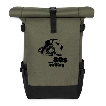 the 80s are calling - B/W style - Roll Top Backpack - olive/black - Front