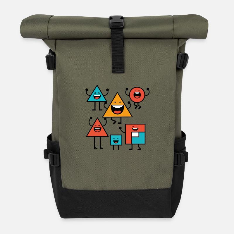 Design "Geo Laughics" - Rolltop Rucksack - Olive/Schwarz