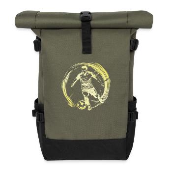 Fussballer Fussball Spieler Mann - Rolltop Rucksack - Olive/Schwarz - Vorne