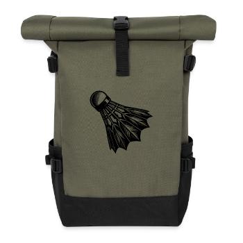 Schneller Badminton Federball Tattoo Style - Rolltop Rucksack - Olive/Schwarz - Vorne