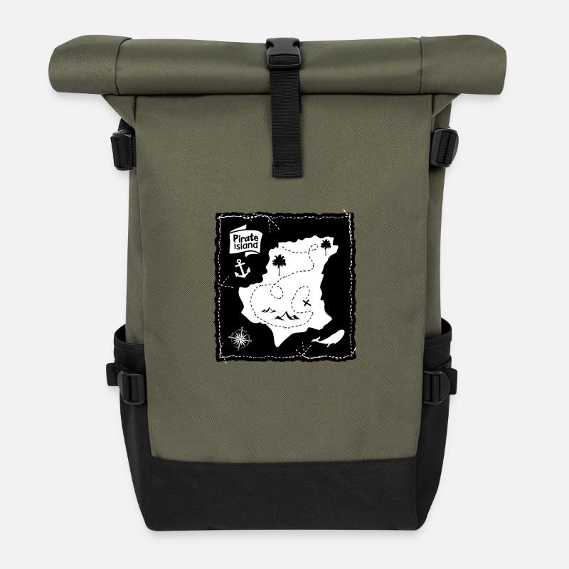 Pirate island - Sac à dos roll top - olive/noir