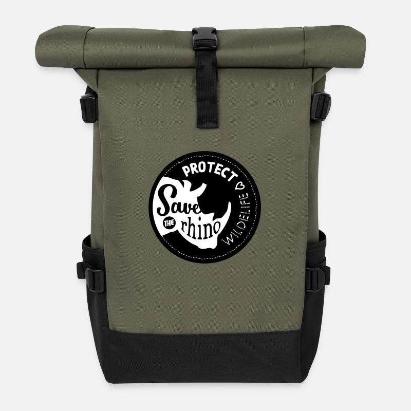 Save rhino, protect wildelife 2 - Sac à dos roll top - olive/noir
