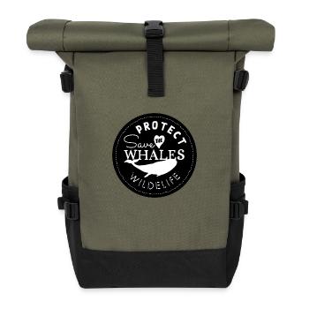 Rettet die Wale, schützt die Tierwelt - Schwarz - Rolltop Rucksack - Olive/Schwarz - Vorne