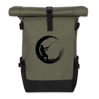 Angler Saying Fishing Fisherman Gift Idea - Roll Top Backpack - olive/black - Front