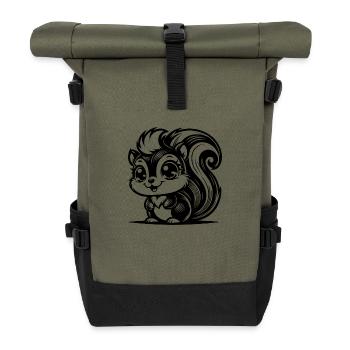 Mignon écureuil souriant avec des yeux énormes - Sac à dos roll top - olive/noir - Devant