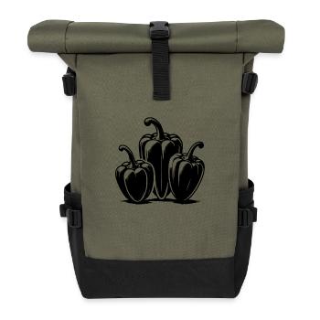 Klassische Paprika Drei Paprikaschoten - Rolltop Rucksack - Olive/Schwarz - Vorne