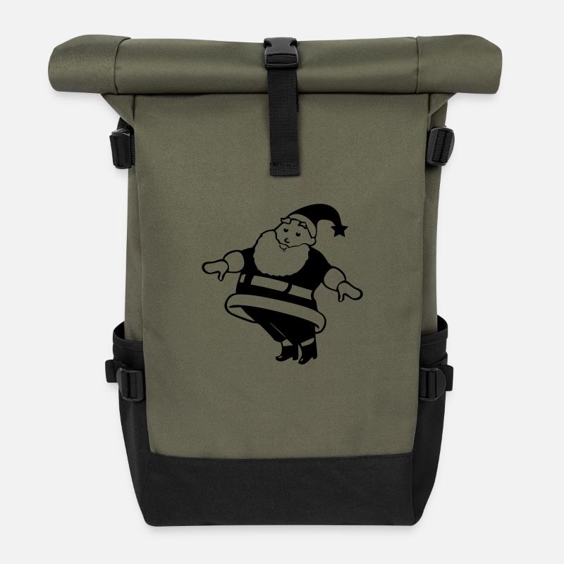 Weihnachtsmann Comic - Rolltop Rucksack - Olive/Schwarz