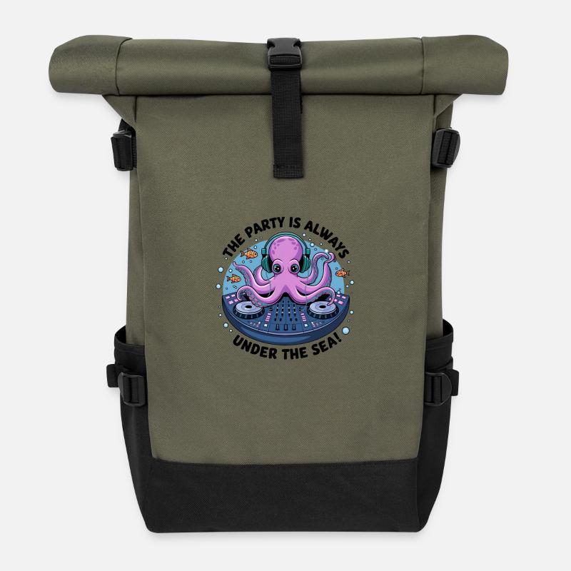 The Party is Always Under the Sea - Roll Top Backpack - olive/black