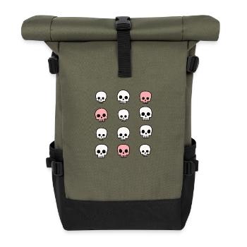 Schädel - Rolltop Rucksack - Olive/Schwarz - Vorne