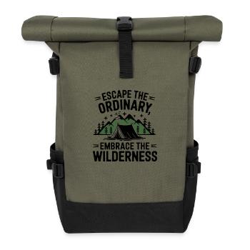 Embrace the wilderness - Roll Top Backpack - olive/black - Front