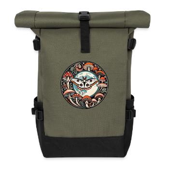 Luna Moth and Mushrooms - Roll Top Backpack - olive/black - Front